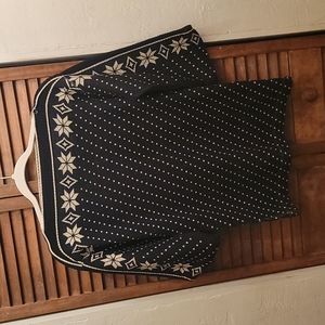 60s Nordic print snowflake print sweater black cream sweater